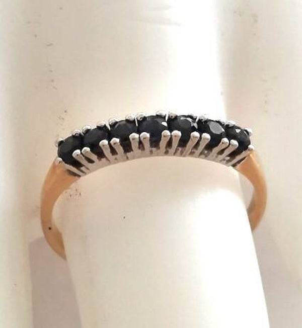 Prachtige vintage 14K gouden rring met 7 Saffieren (21)