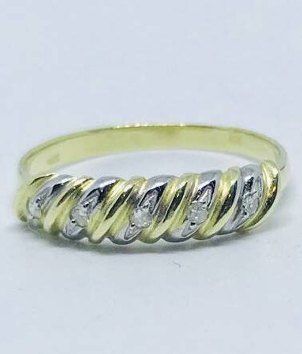 Prachtige 14k Bicolor gouden ring met 5 diamanten (22)