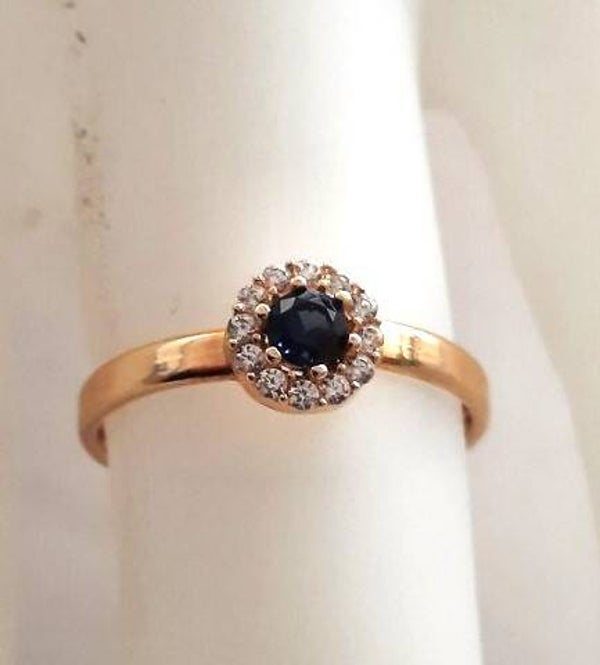 Prachtige 14k Gouden Entourage Ring met Saffier & Zirkonia (29)