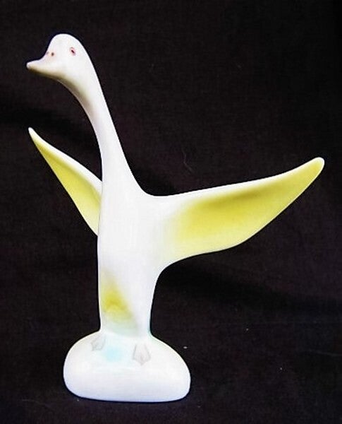 Hollohaza - Vintage porseleinen Gans – Art Deco Stijl