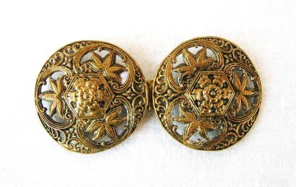Antieke Jugendstil gesp – Dubbel rond met floraal motief (30)