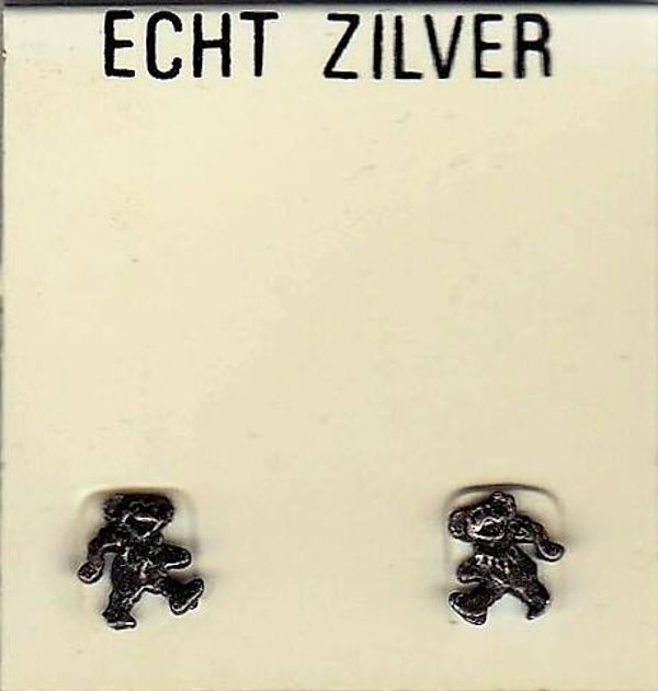 Zilveren oorbellen stekers Grateful Dead Dancing Bear 925 (338)