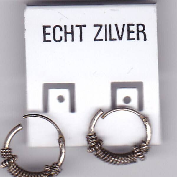 Prachtige zilveren Bali oorringen Ø 12,5 mm (344)