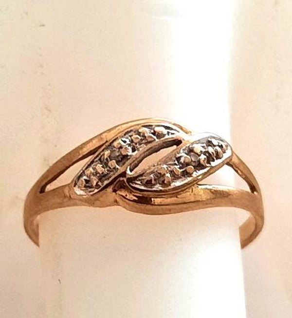 Prachtige Vintage Gouden Bypass Ring met Diamant (36)