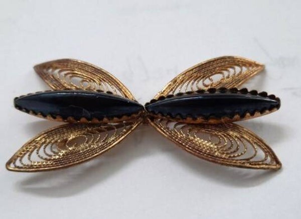 Antieke Tsjechische vergulde filigrain Vlinder broche (38)