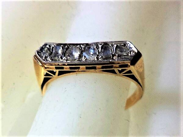 Prachtige vintage 18K gouden rijring met Diamant (38)