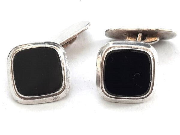 Prachtige zilveren Art Deco manchetknopen met onyx 835 (4)