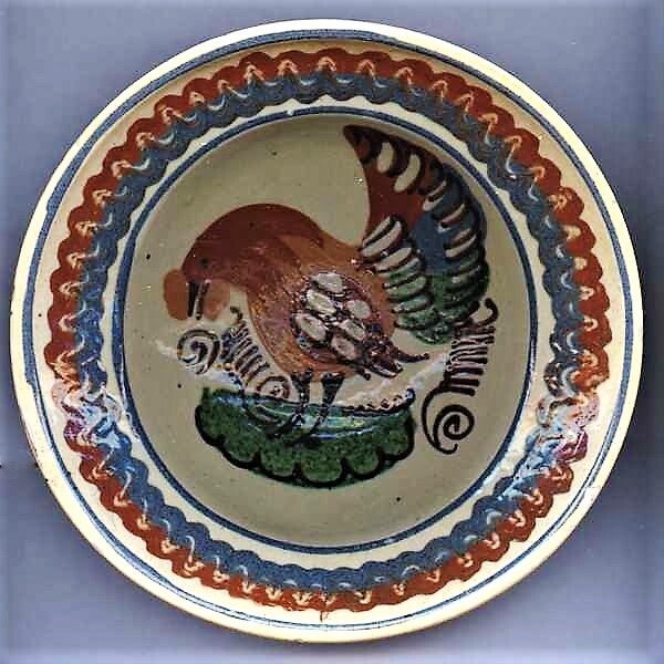 Antiek Hongaars wandbord met Haan (4)