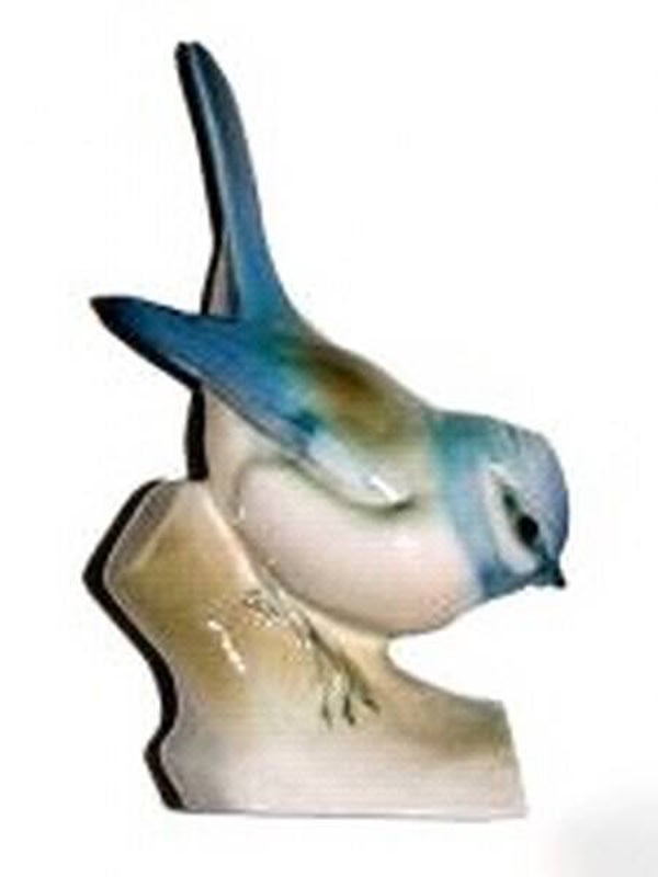 Zsolnay - Vintage porselein beeldje – Blauw vogeltje (Pimpelmees) (4081-10)