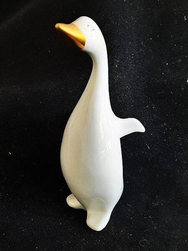 Hollohaza - Vintage beeldje Gans met vergulde snavel (4083)