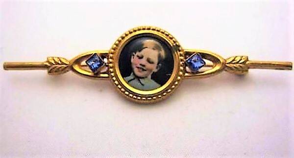 Antieke doublé staafbroche met Blauwe steentjes (7131-4513)