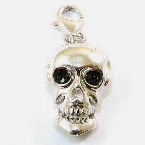 Originele Thomas Sabo Schedel hanger 925 zilver met zwarte zirkonia (6680-494)