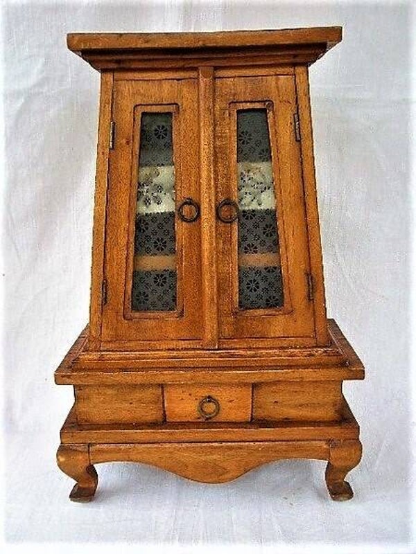 Antiek Oostenrijks Miniatuur Vitrinekastje – Proefwerkstuk Schrijnwerker (5194)