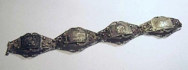 Antieke Griekse filigraan armband tempels, goden 1000 zilver (5245-39)