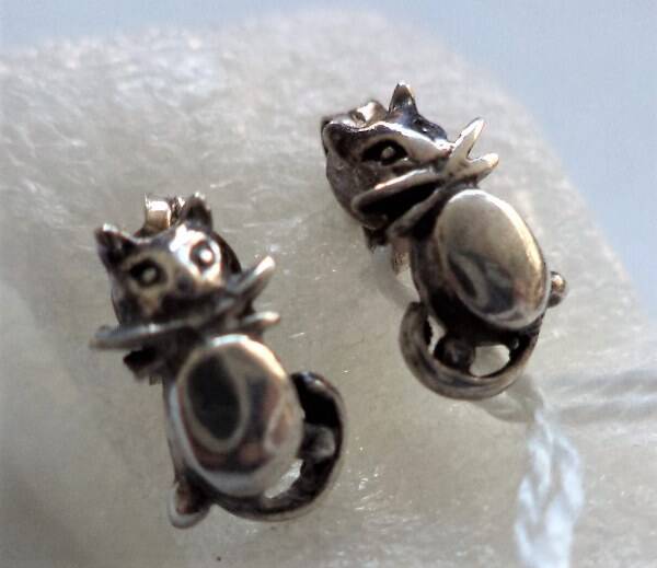 Leuke sterling zilveren oorbellen poes, kat (5254-3)