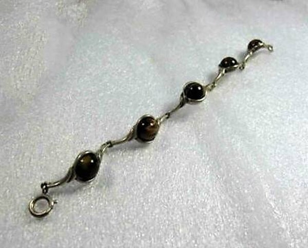 Fraaie armband 835 zilver met tijgerogen (5437-49)