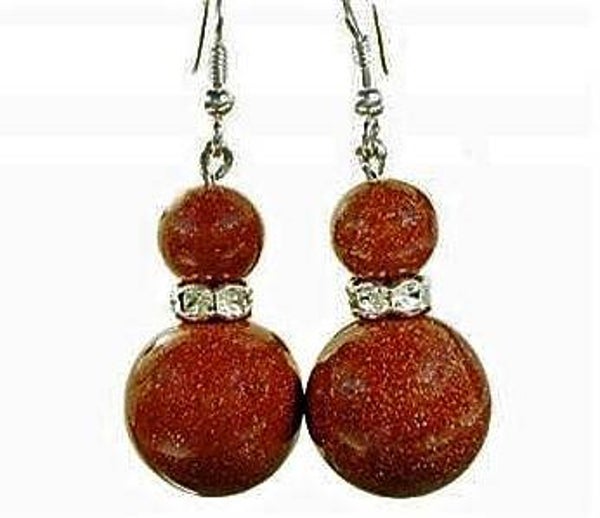 Prachtige oorbellen van goudsteen en strass (5571-400)