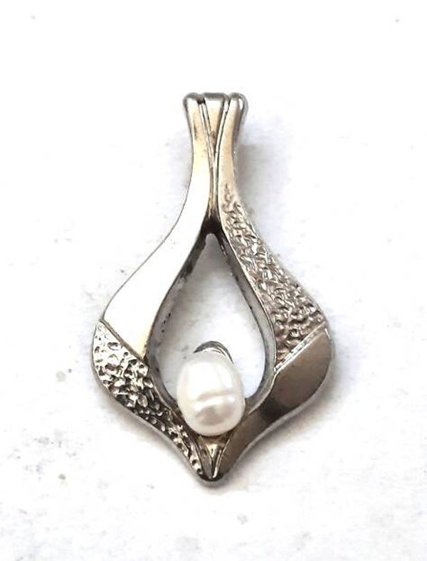 Zilveren hangertje open met zoetwaterparel (57)