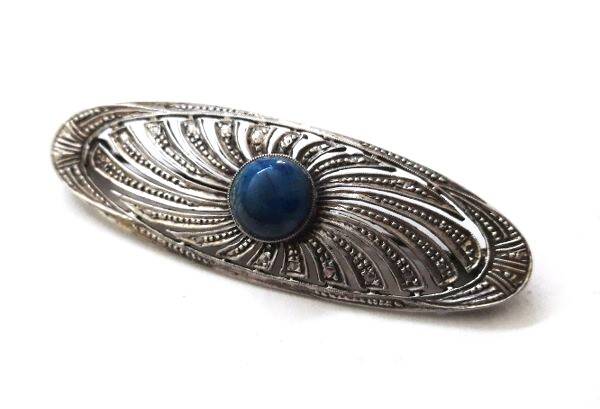Mooie opengewerkte broche met lapis lazuli (5737-886)