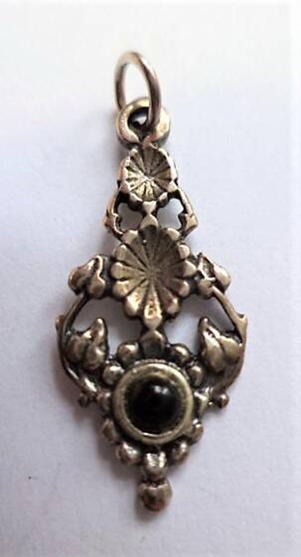 Prachtige vintage zilveren hanger met onyx (5771-138)