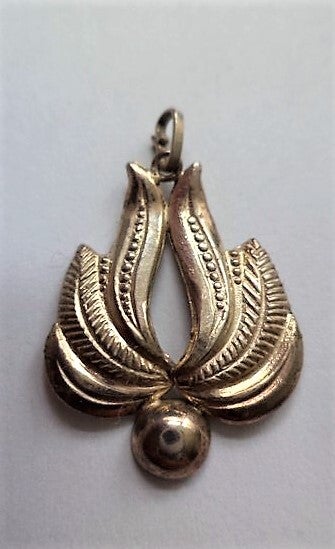 Vintage zilveren hanger, gestileerd Flora/Vleugel ontwerp (5808-151)