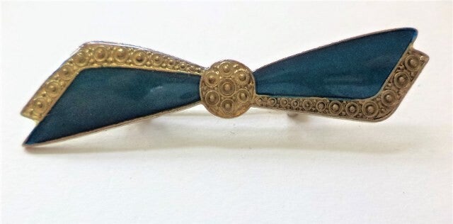 Prachtige Art Deco broche turquoise blauw emaille (5885-1105)