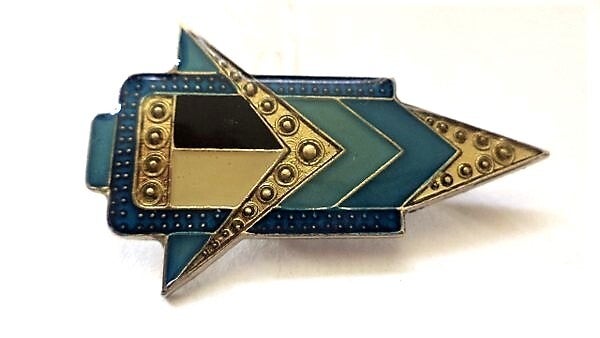 Prachtige Art Deco broche Emaille & Goud (5885-1109)