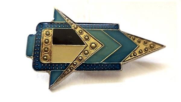 Prachtige Art Deco broche Emaille & Goud (5885-1109)