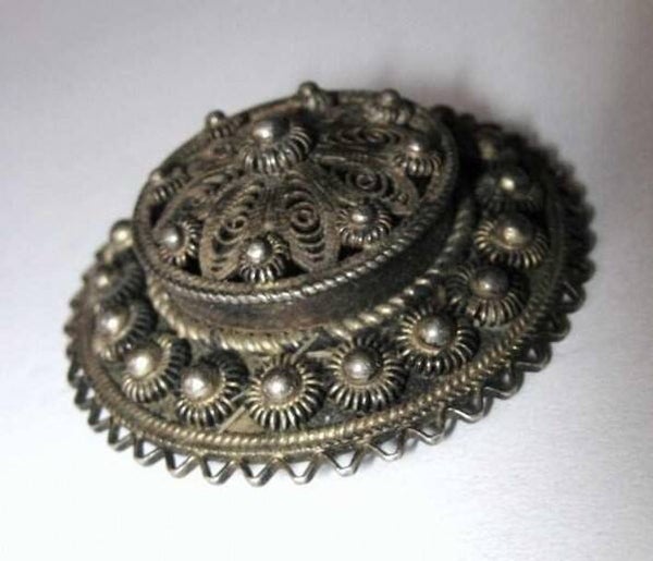 Scandinavische antieke zilveren knoopjes broche (6144-1854)