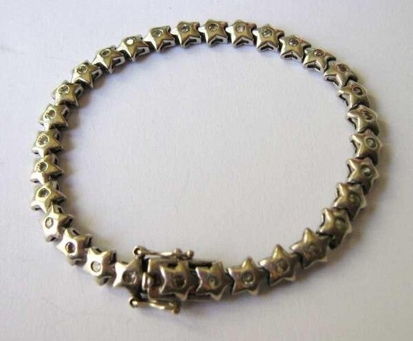 Unieke vintage sterling zilveren armband sterren