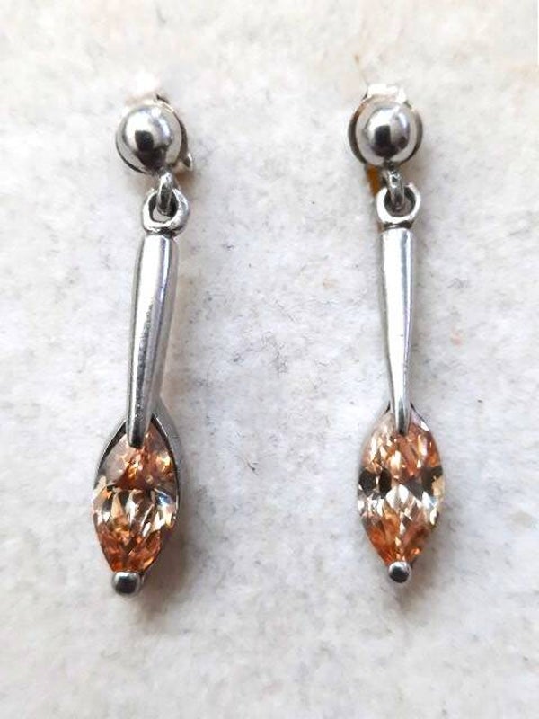 Zilveren oorbellen met champagnekleurige zirkonia (6182-646)