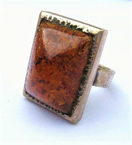 Prachtige handwerk unica 835 barnsteen ring, mt 17 (6183-1263)