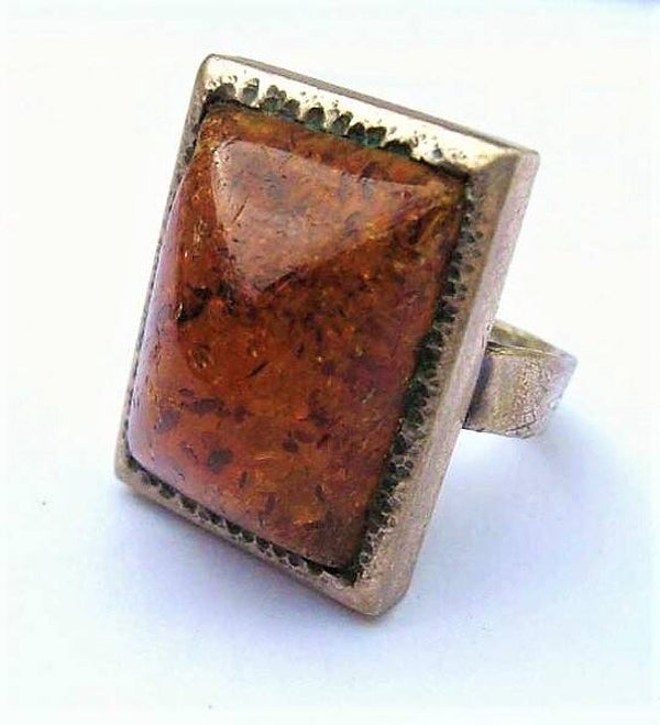 Prachtige handwerk unica 835 barnsteen ring, mt 17 (6183-1263)