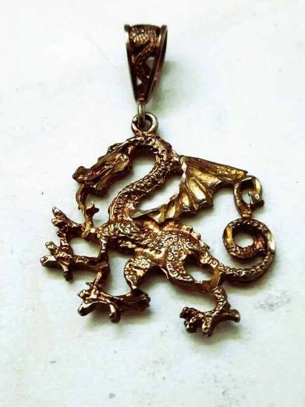 Grote verguld zilveren hanger Welshe Draak 925 (6193-283)