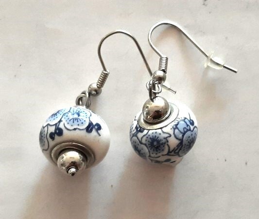 Porseleinen hangoorbellen Chinees / Delfts Blauw stijl (6211-569)