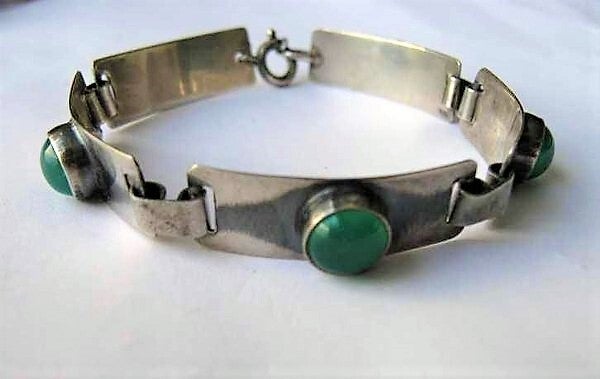 Zeldzame vintage Georg Kramer armband met agaat (6290-177)