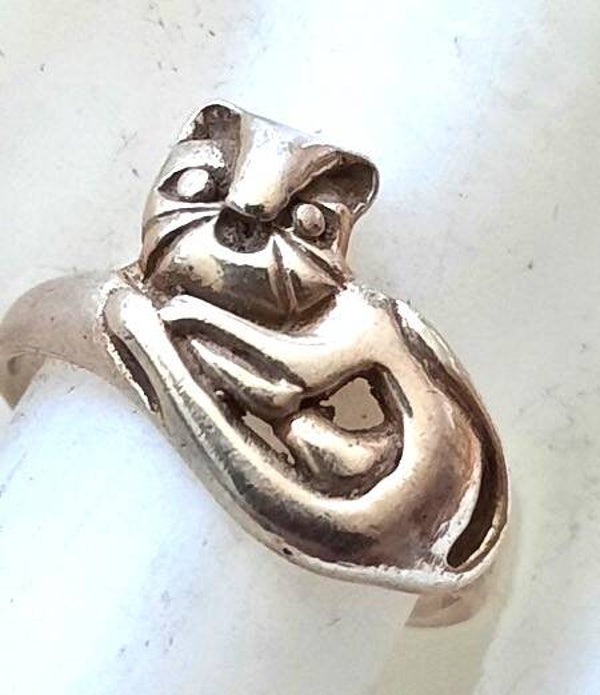 Leuke zilveren ring met kat, poes 925 (6404-1517)
