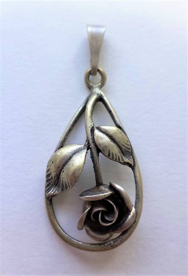 Theodor Klotz Teka Mooie zilveren hanger met roos, 925 (6512-402)