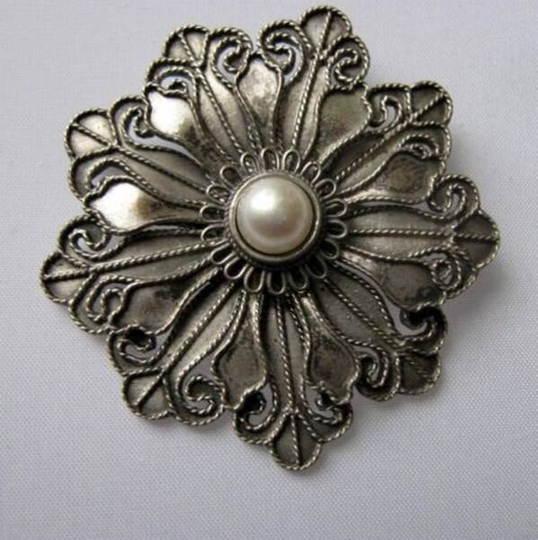 MMA Sterling zilveren Broche/Hanger met Parel - Museum Replica (6519-1949)