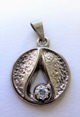 Vintage zilveren hangertje met zirkonia (6607-1)