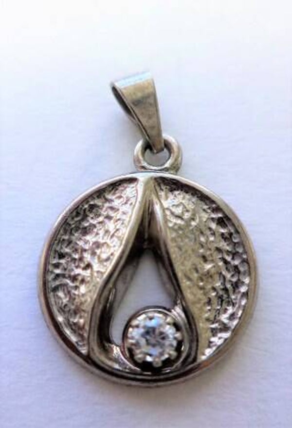 Vintage zilveren hangertje met zirkonia (6607-1)