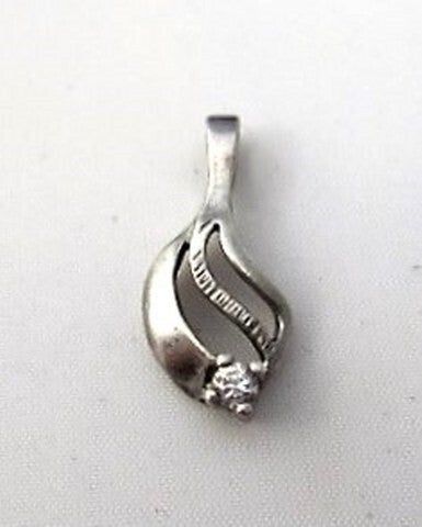 Vintage zilveren hangertje met zirkonia, 925 LS (6607-2)