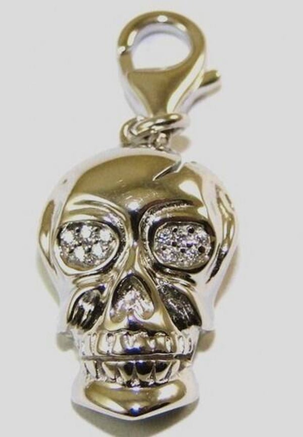 Massief zilveren Schedel hanger met zirkonia 925 (6680-492/493)