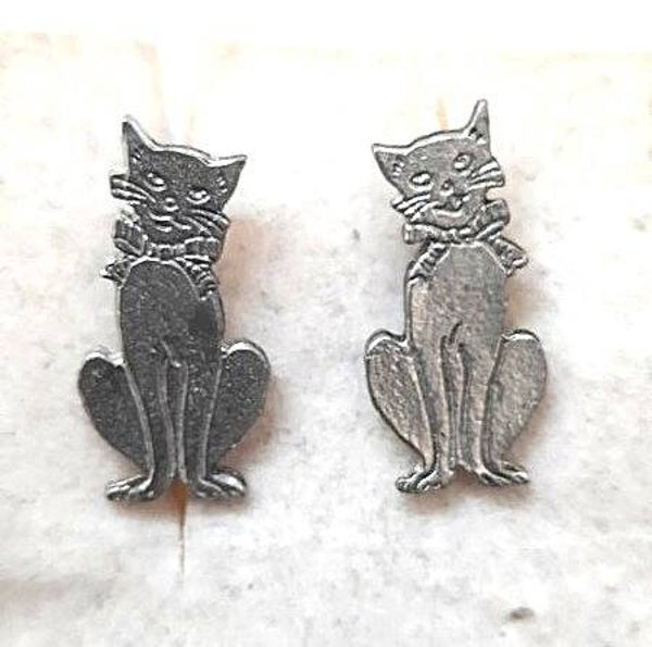 Vintage Poes Kat schroef oorbellen (6695-209)