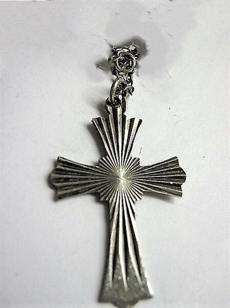 Vintage zilveren kruisje, elegant Zonnestraal motief (6714-67)