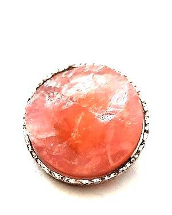 Grote vintage zilveren broche met unieke Rhodochrosiet (6714-2383)
