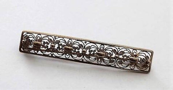 Prachtige antieke zilveren filigrain staafbroche  (6764-2346)