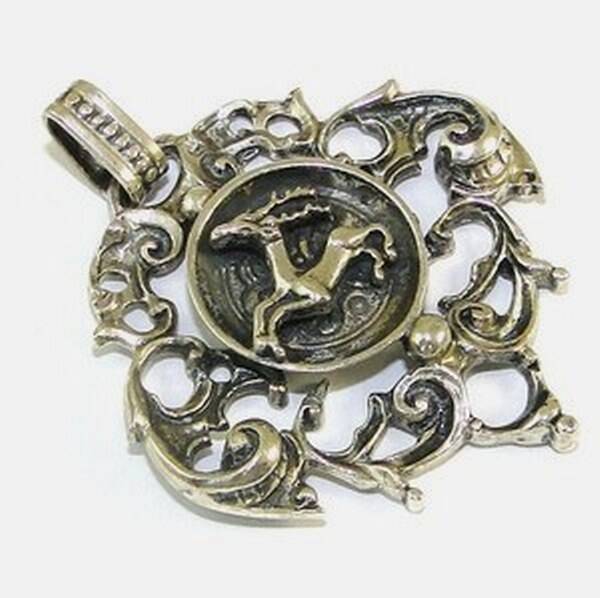 Antieke zilveren Jachthanger - Vluchtend Hert - BAS (6764-520)