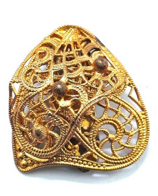 Prachtige vintage Kledingclip Jablonec (Gablonz) 24k Verguld (6826-2)