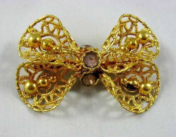 Unieke Boheemse Strikbroche Rhinestone Bohemia Jablonec (6826-2483)